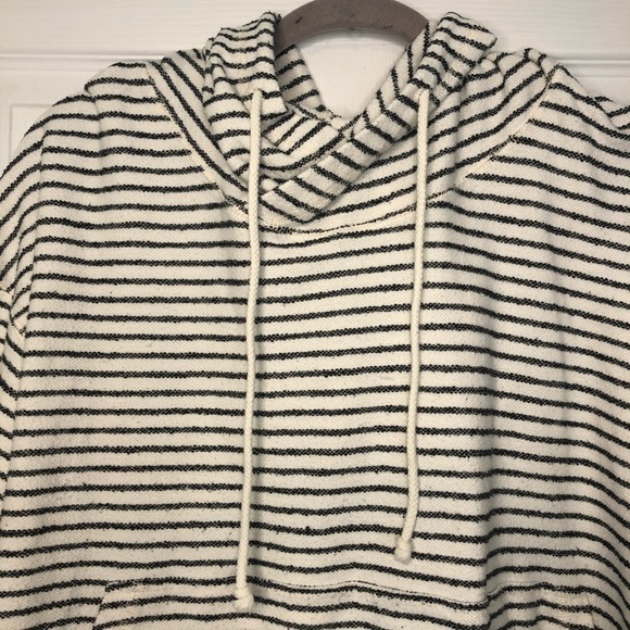 BILLABONG grey and white striped cotton hooded sweater large - Picture 2 of 8